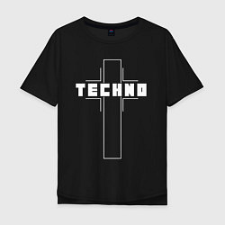 Футболка оверсайз мужская Techno крест, цвет: черный