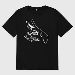 Футболка оверсайз мужская Человек-бензопила демон лисы, цвет: черный