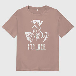 Футболка оверсайз мужская STALKER противогаз, цвет: пыльно-розовый