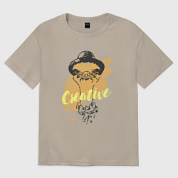 Футболка оверсайз мужская Creative ostrich, цвет: миндальный