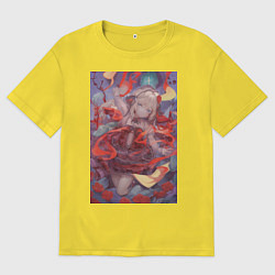 Футболка оверсайз мужская Аниме-девочка-цветок, цвет: желтый