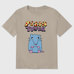 Футболка оверсайз мужская Глупая Крыса из Pizza Tower, цвет: миндальный