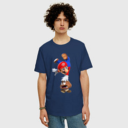 Футболка оверсайз мужская Марио на грибе, цвет: тёмно-синий — фото 2