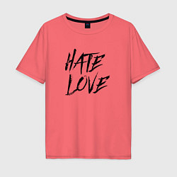 Футболка оверсайз мужская Hate love Face, цвет: коралловый