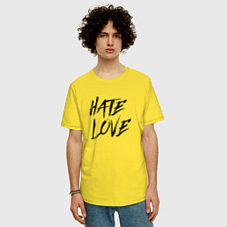 Футболка оверсайз мужская Hate love Face, цвет: желтый — фото 2