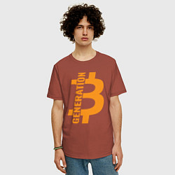 Футболка оверсайз мужская Поколение биткоин, цвет: кирпичный — фото 2