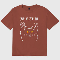 Футболка оверсайз мужская Burzum rock cat, цвет: кирпичный