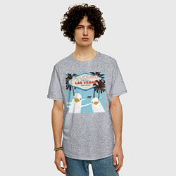 Футболка оверсайз мужская Чайки на курорте, цвет: меланж — фото 2