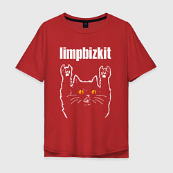 Футболка оверсайз мужская Limp Bizkit rock cat, цвет: красный