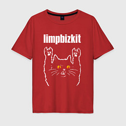 Футболка оверсайз мужская Limp Bizkit rock cat, цвет: красный