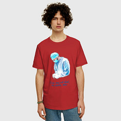 Футболка оверсайз мужская Лечит не время - лечит доктор, цвет: красный — фото 2