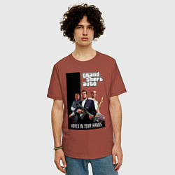 Футболка оверсайз мужская Майкл, Франклин, Тревор из GTA, цвет: кирпичный — фото 2