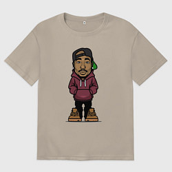 Футболка оверсайз мужская Тупак, цвет: миндальный