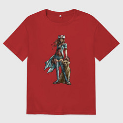 Футболка оверсайз мужская Fable II Героиня, цвет: красный
