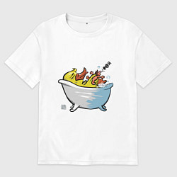 Футболка оверсайз мужская Уточка в ванне, цвет: белый
