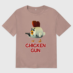 Футболка оверсайз мужская Chicken Gun chick, цвет: пыльно-розовый