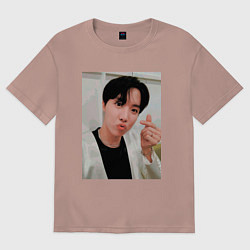 Футболка оверсайз мужская BTS -J-hope-, цвет: пыльно-розовый