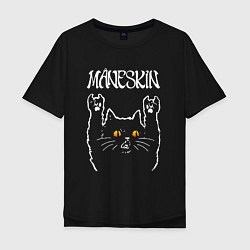 Футболка оверсайз мужская Maneskin rock cat, цвет: черный