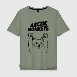 Футболка оверсайз мужская Arctic Monkeys - rock cat, цвет: авокадо