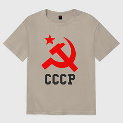 Футболка оверсайз мужская СССР стиль, цвет: миндальный