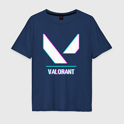 Футболка оверсайз мужская Valorant в стиле glitch и баги графики, цвет: тёмно-синий