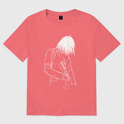 Футболка оверсайз мужская Kurt Cobain grunge, цвет: коралловый