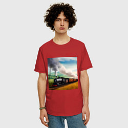 Футболка оверсайз мужская Ретро поезд, цвет: красный — фото 2