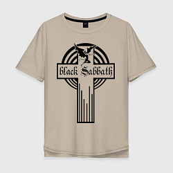 Футболка оверсайз мужская Black Sabbath Cross, цвет: миндальный
