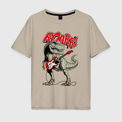 Футболка оверсайз мужская Rock T Rex, цвет: миндальный