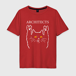 Футболка оверсайз мужская Architects rock cat, цвет: красный