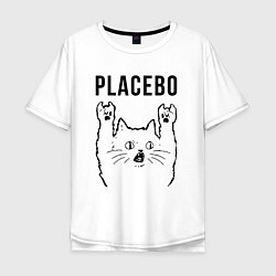 Футболка оверсайз мужская Placebo - rock cat, цвет: белый