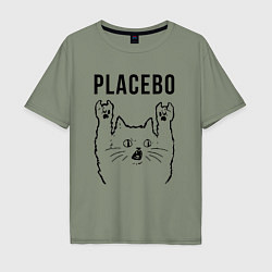 Футболка оверсайз мужская Placebo - rock cat, цвет: авокадо