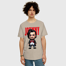 Футболка оверсайз мужская Johnny Depp - cool dude - pop art, цвет: миндальный — фото 2