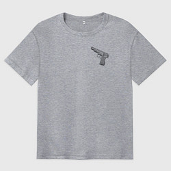 Футболка оверсайз мужская Чертёж АПС Автоматический Пистолет Стечкина, цвет: меланж