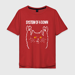Футболка оверсайз мужская System of a Down rock cat, цвет: красный