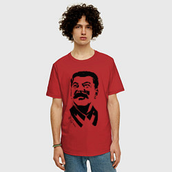 Футболка оверсайз мужская Сталин чб, цвет: красный — фото 2