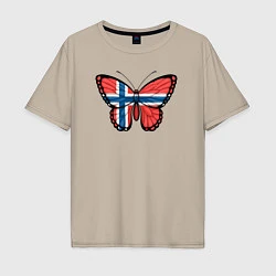 Футболка оверсайз мужская Норвегия бабочка, цвет: миндальный