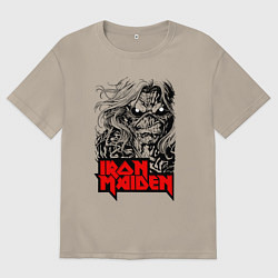 Футболка оверсайз мужская Iron Maiden eyes, цвет: миндальный