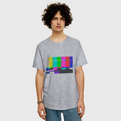 Футболка оверсайз мужская Разноцветные полосы в телевизоре, цвет: меланж — фото 2