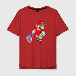 Футболка оверсайз мужская Марио играет, цвет: красный