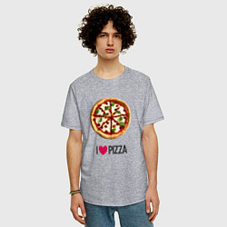 Футболка оверсайз мужская Я люблю пиццу, цвет: меланж — фото 2