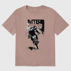 Футболка оверсайз мужская Mountain bike - extreme, цвет: пыльно-розовый