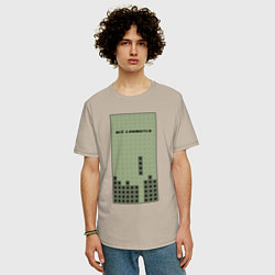 Футболка оверсайз мужская Brick game тетрис - всё сложится, цвет: миндальный — фото 2