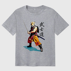 Футболка оверсайз мужская Бусидо - кодекс самурая - тигр, цвет: меланж