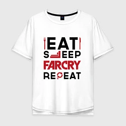 Футболка оверсайз мужская Надпись: eat sleep Far Cry repeat, цвет: белый