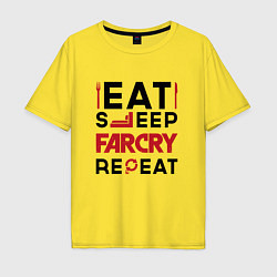 Футболка оверсайз мужская Надпись: eat sleep Far Cry repeat, цвет: желтый