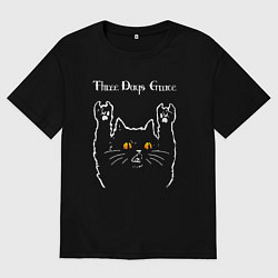 Футболка оверсайз мужская Three Days Grace rock cat, цвет: черный