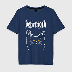 Футболка оверсайз мужская Behemoth rock cat, цвет: тёмно-синий