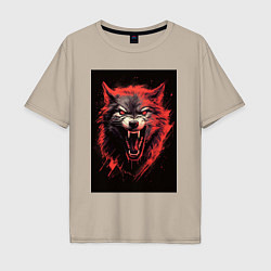 Футболка оверсайз мужская Red wolf, цвет: миндальный