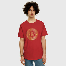 Футболка оверсайз мужская Криптовалюта биткоин, цвет: красный — фото 2